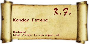 Kondor Ferenc névjegykártya